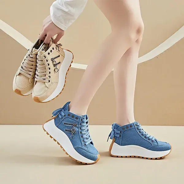 Casual Canvas Lace-Up High-Top Sneakers