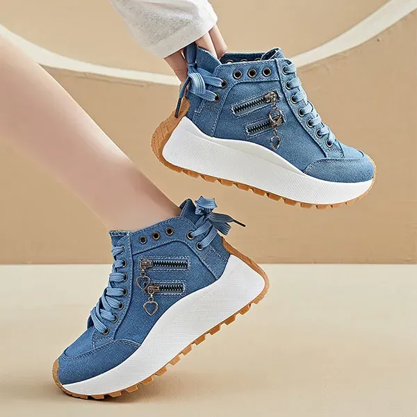 Casual Canvas Lace-Up High-Top Sneakers