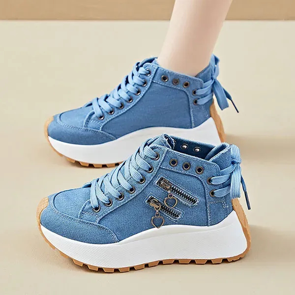Casual Canvas Lace-Up High-Top Sneakers