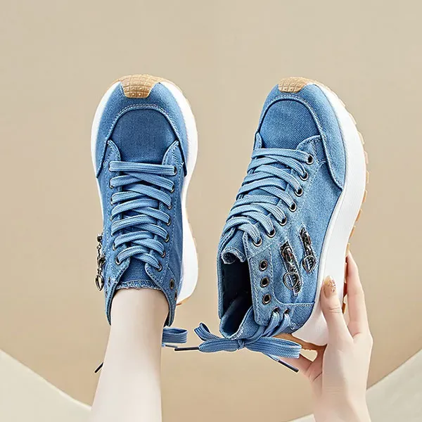 Casual Canvas Lace-Up High-Top Sneakers