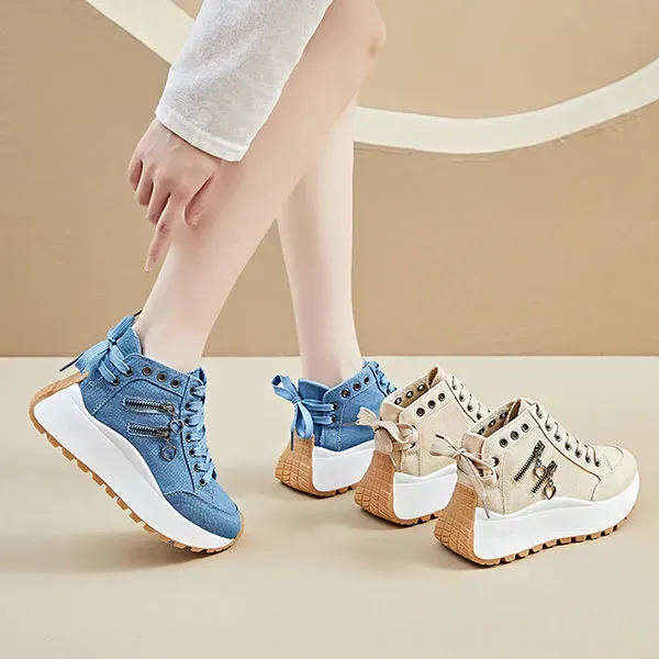 Casual Canvas Lace-Up High-Top Sneakers