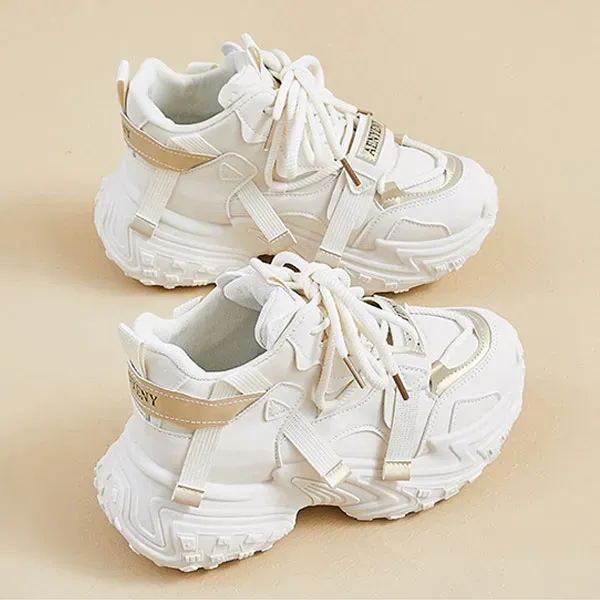 Trendy Strap Design Lace-Up Chunky Sneakers