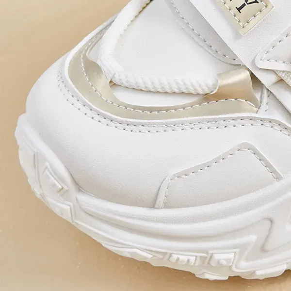 Trendy Strap Design Lace-Up Chunky Sneakers