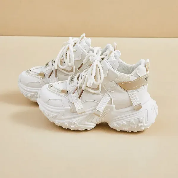 Trendy Strap Design Lace-Up Chunky Sneakers