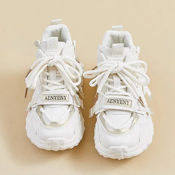 Trendy Strap Design Lace-Up Chunky Sneakers