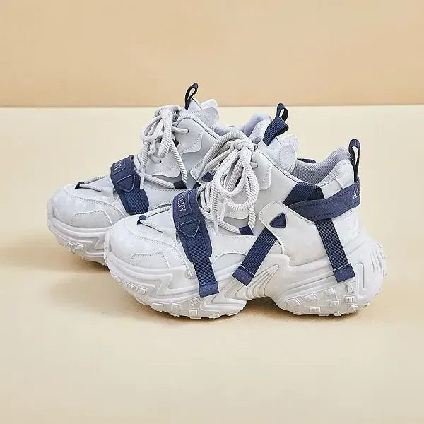 Trendy Strap Design Lace-Up Chunky Sneakers