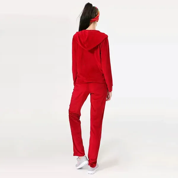 Velour Zip-Up Hoodie High Waist Tracksuit