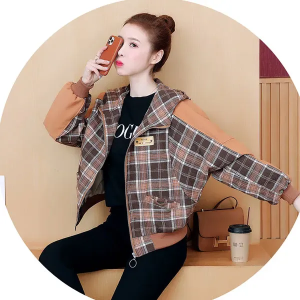 Cozy Plaid Hooded Winter Jacket