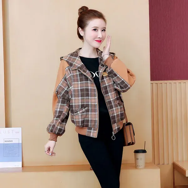 Cozy Plaid Hooded Winter Jacket