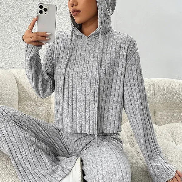 Thumbnail of Ribbed Hoodie and High Waist Lounge Set
