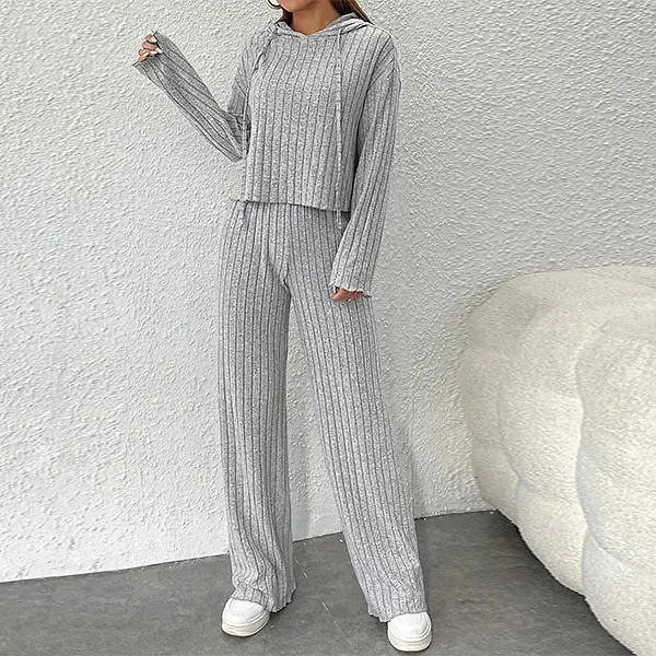 Ribbed Hoodie and High Waist Lounge Set