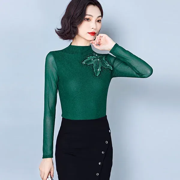 Elegant Black Sheer Long Sleeve Top