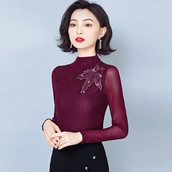 Elegant Black Sheer Long Sleeve Top