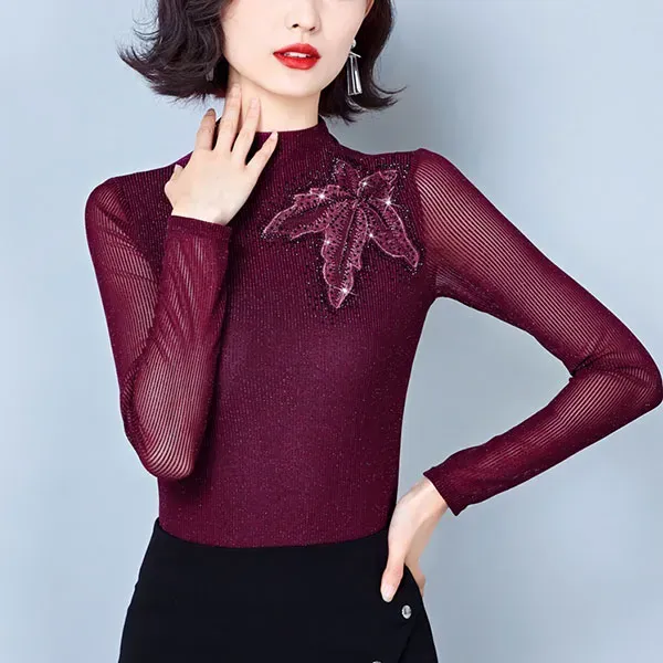 Elegant Black Sheer Long Sleeve Top