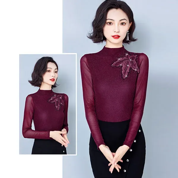 Elegant Black Sheer Long Sleeve Top