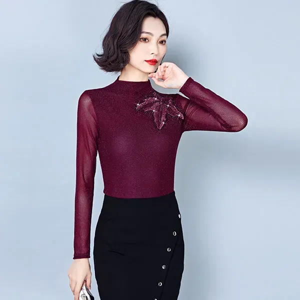 Elegant Black Sheer Long Sleeve Top