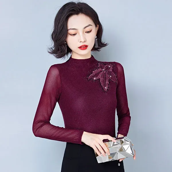 Elegant Black Sheer Long Sleeve Top