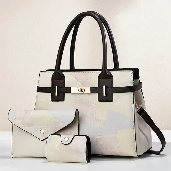 3-in-1 Stylish Patchwork Handbag Set
