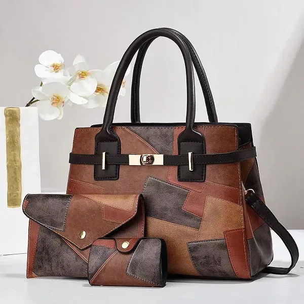 3-in-1 Stylish Patchwork Handbag Set