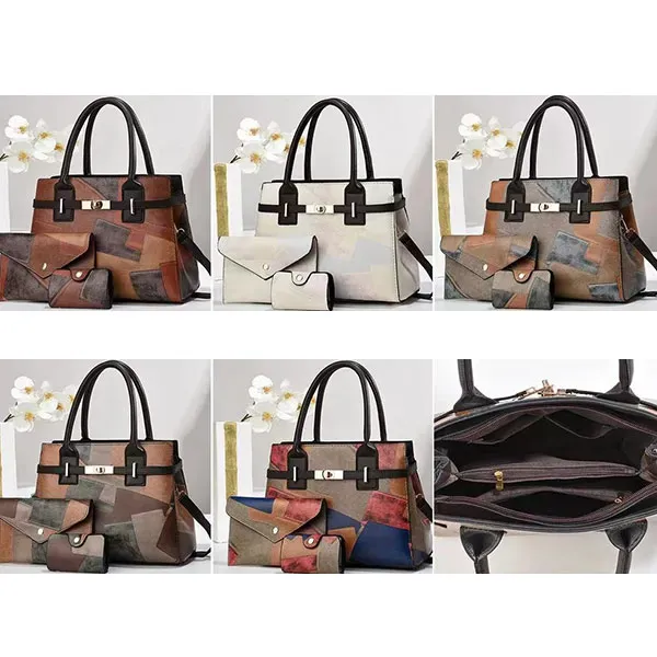 3-in-1 Stylish Patchwork Handbag Set