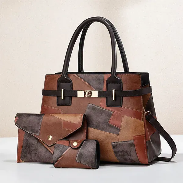 3-in-1 Stylish Patchwork Handbag Set
