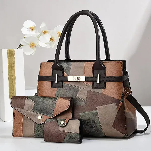 3-in-1 Stylish Patchwork Handbag Set