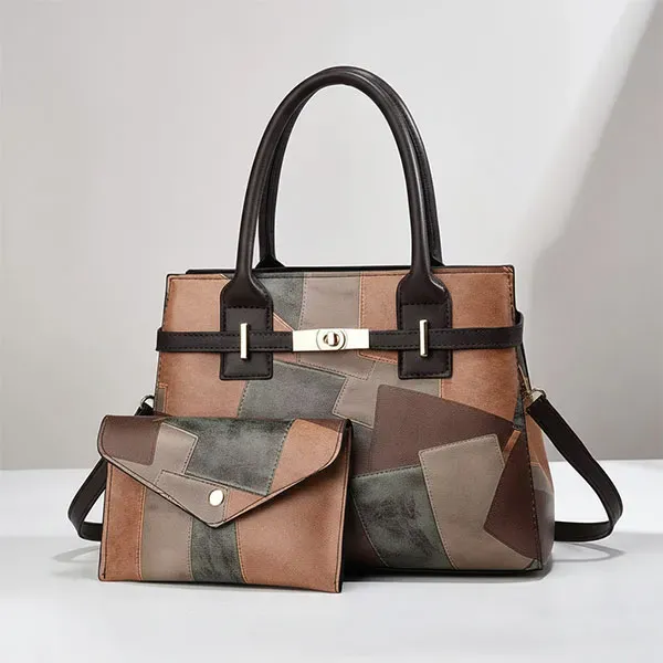 3-in-1 Stylish Patchwork Handbag Set