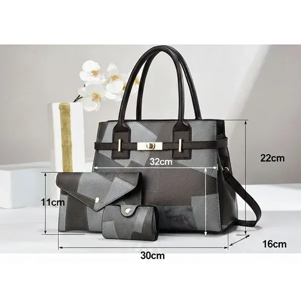 3-in-1 Stylish Patchwork Handbag Set