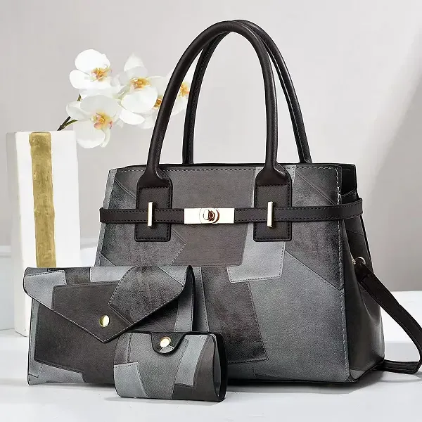 3-in-1 Stylish Patchwork Handbag Set