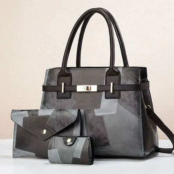 3-in-1 Stylish Patchwork Handbag Set
