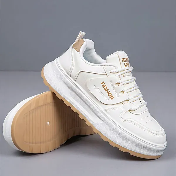 Comfortable PU Leather Thick Soled Sneakers