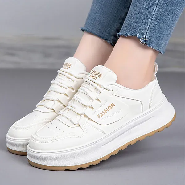 Comfortable PU Leather Thick Soled Sneakers