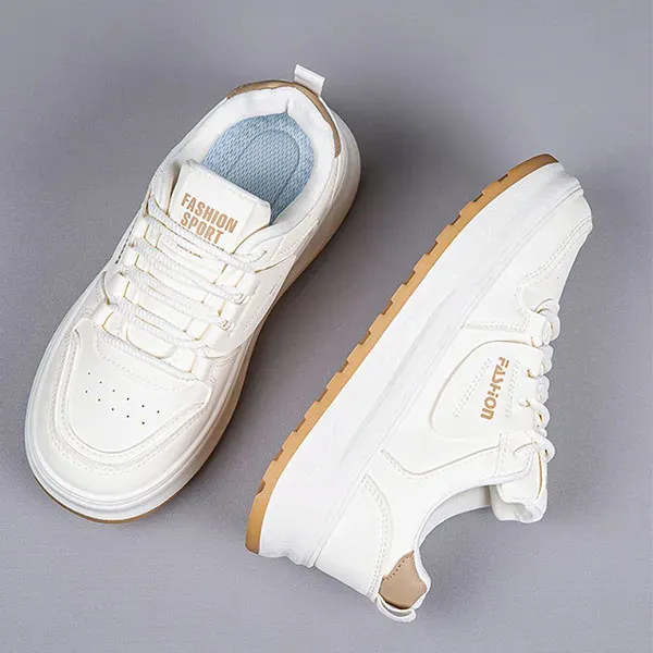 Comfortable PU Leather Thick Soled Sneakers