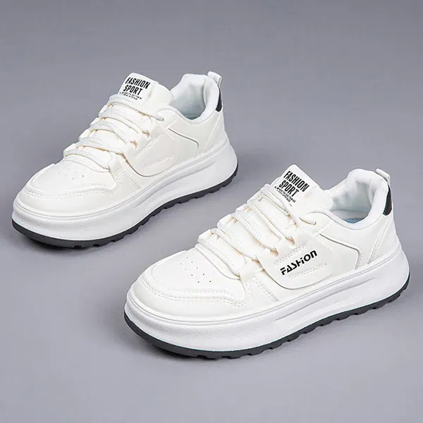 Comfortable PU Leather Thick Soled Sneakers