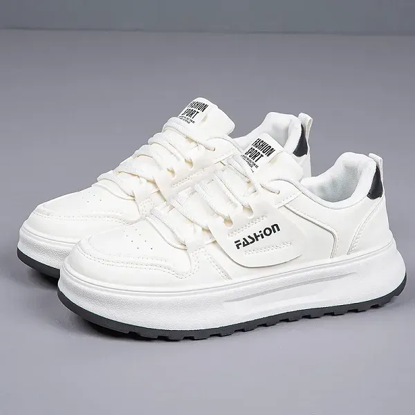 Comfortable PU Leather Thick Soled Sneakers