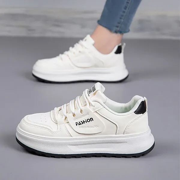 Comfortable PU Leather Thick Soled Sneakers