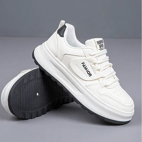 Comfortable PU Leather Thick Soled Sneakers