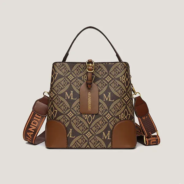Stylish Retro Printed Bucket Handbag