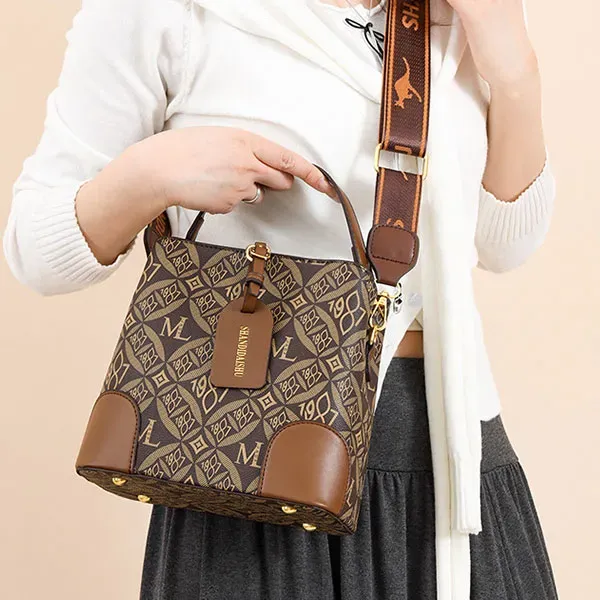 Stylish Retro Printed Bucket Handbag