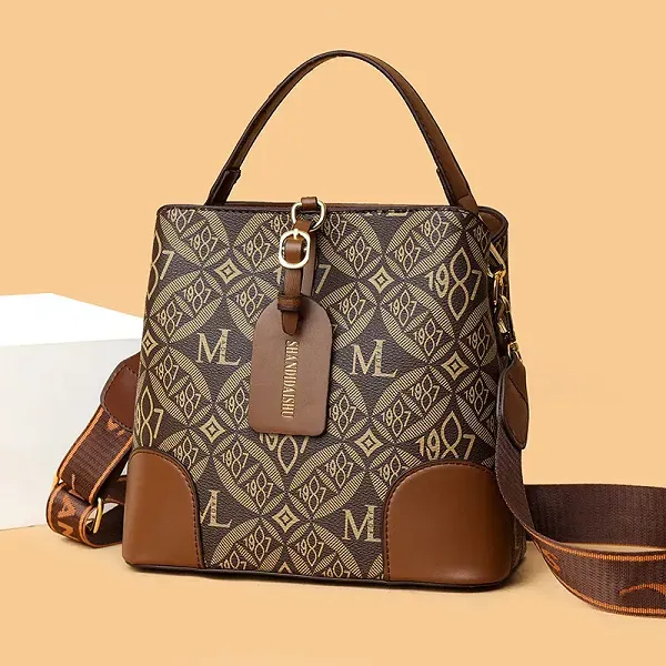 Stylish Retro Printed Bucket Handbag