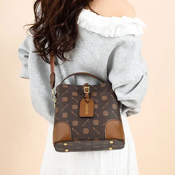 Stylish Retro Printed Bucket Handbag