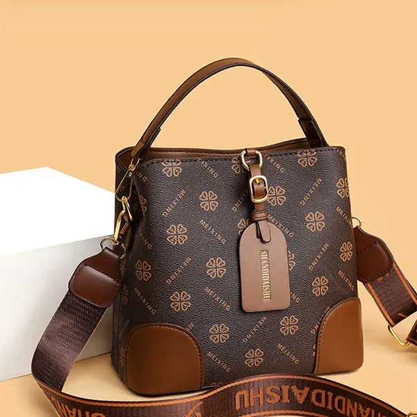 Stylish Retro Printed Bucket Handbag