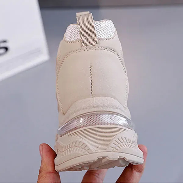 Stylish PU Leather Thick Sole Sneakers