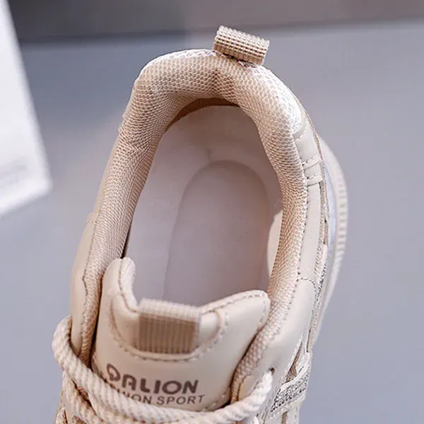 Stylish PU Leather Thick Sole Sneakers