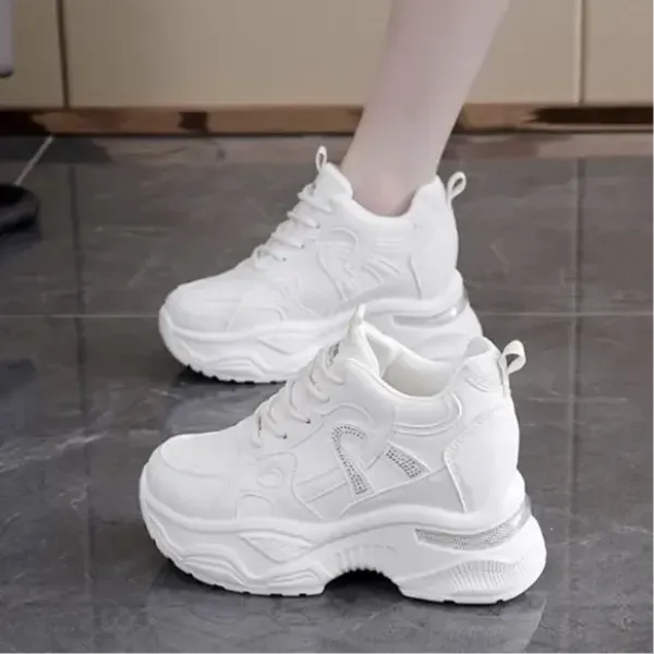 Stylish PU Leather Thick Sole Sneakers