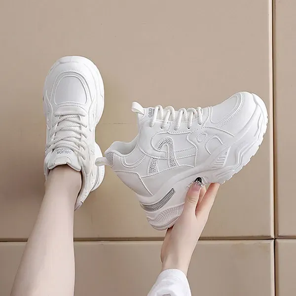 Stylish PU Leather Thick Sole Sneakers