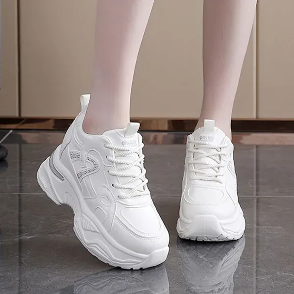 Stylish PU Leather Thick Sole Sneakers
