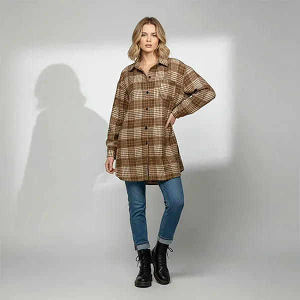 Cozy Plaid Pattern Button-Up Flannel Shirt