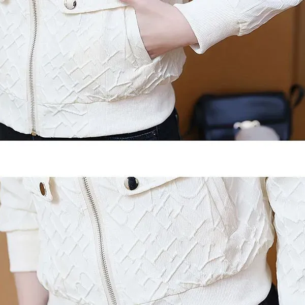 Casual Zip-Up Long Sleeve Quilted Jacket