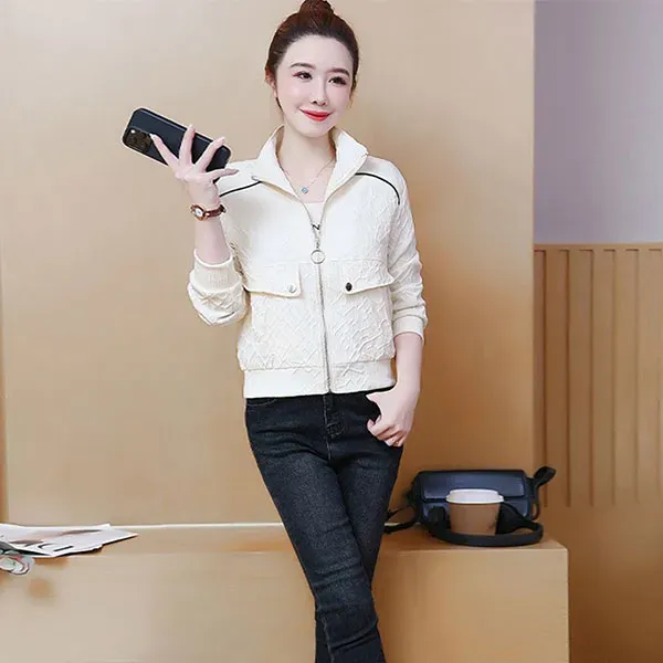 Casual Zip-Up Long Sleeve Quilted Jacket